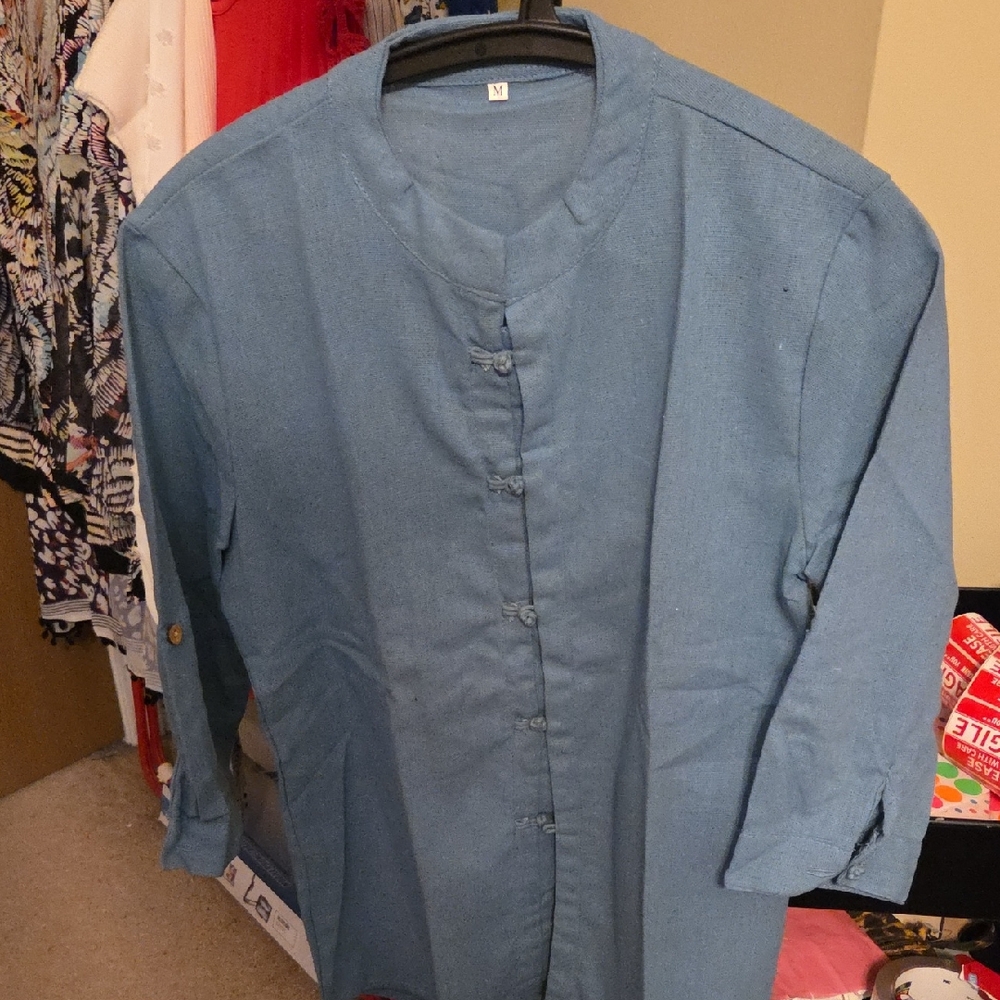 Casual Button Down Shirt with Mandarin Collar & Closure, NWOT multiple Sizes